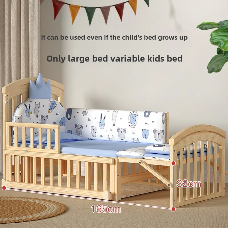 Solid Wood Baby Sleeping Bed Newborn Bed BB  Pine Children's Bed Suitable for 0-3 Years Old