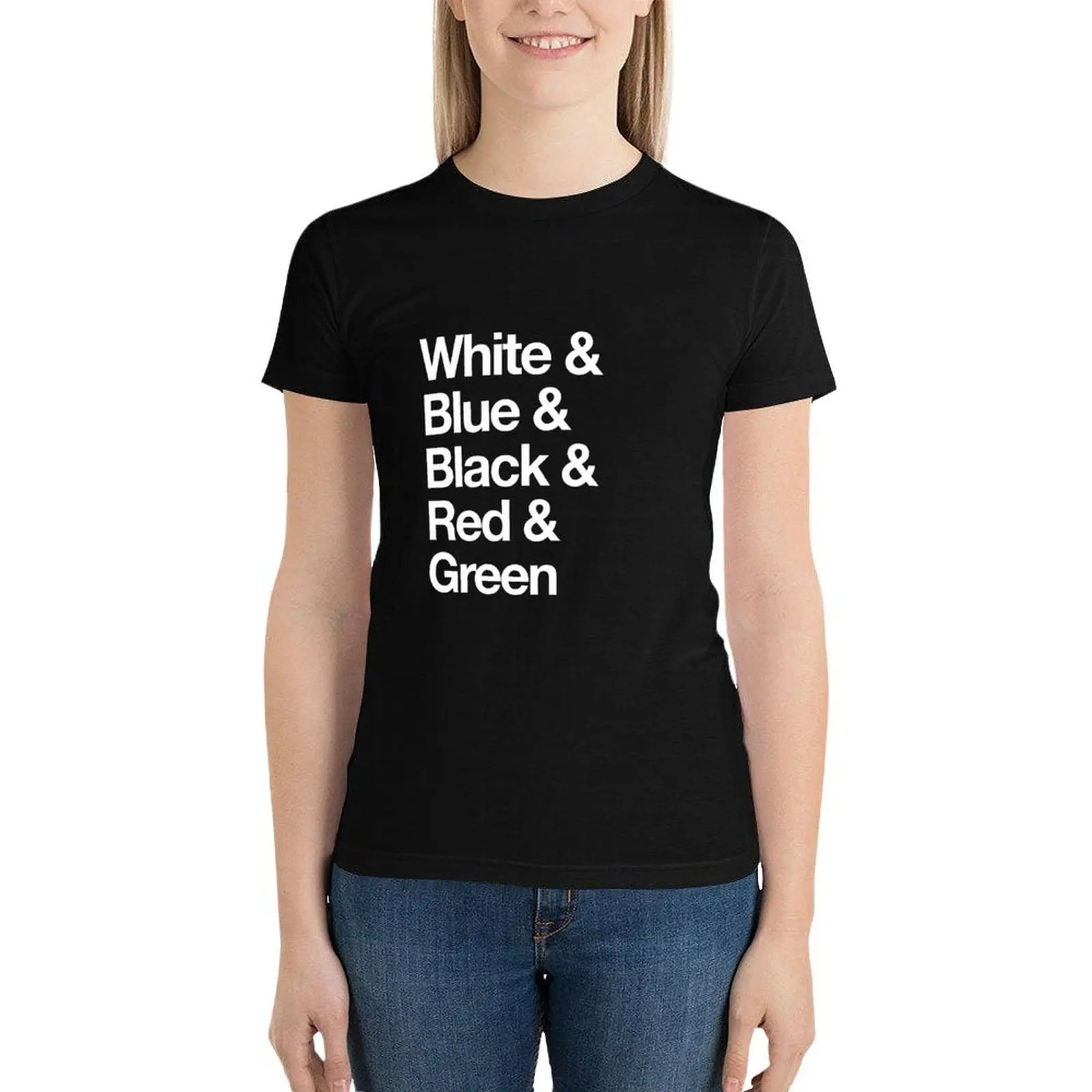 White & Blue & Black & Red Green - Reversed T-Shirt Aesthetic clothing summer clothes t shirts for Women