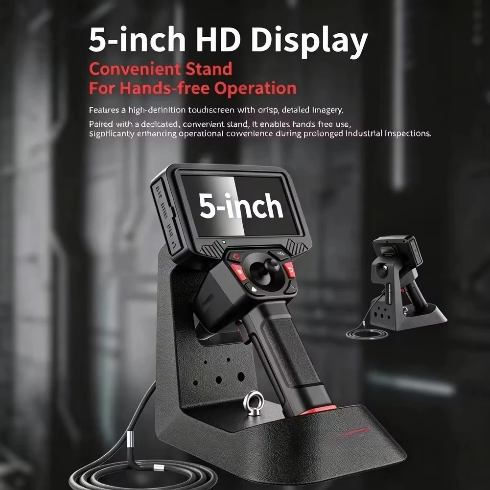 6mm Portable HD Video Borescope 5-inch IPS Display IP67 Rated Automotive Engine Tool Industrial Camera 4 Way Articulating LED