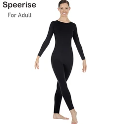 Speerise Adult Turtleneck Spandex Unitard Zipper-Back Long Sleeve Bodysuit Dance wear Women Jumpsuit Bodysuit One Piece Outfit