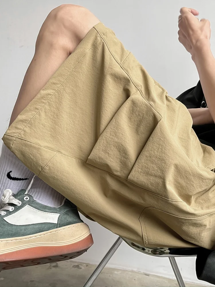 

Мужские летние шорты из ледяного шелка 2024: модные спортивные парашютные шорты свободного кроя с широкими штанинами, повседневные, средней длины, для молодежи