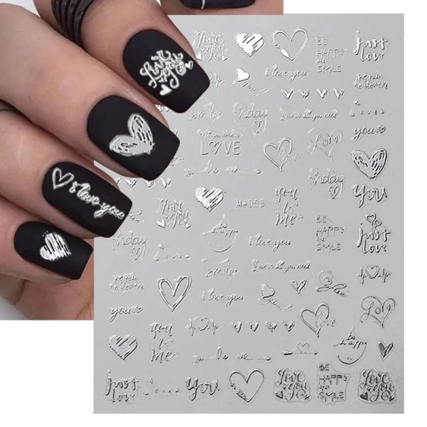 3D Laser Herz Brief Nail Art Aufkleber Zubehör wasserdicht 10*8cm Kunst Aufkleber Nagel liefert nicht leicht zu fallen Aufkleber