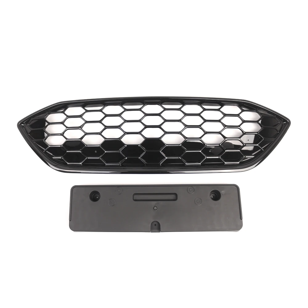 2PC Gloss Black Front Hood Racing Grill Front Bumper Grilles Mesh Cover JX7B-8200-D 2370110 For Ford Focus ST-LINE MK4 2018-2021