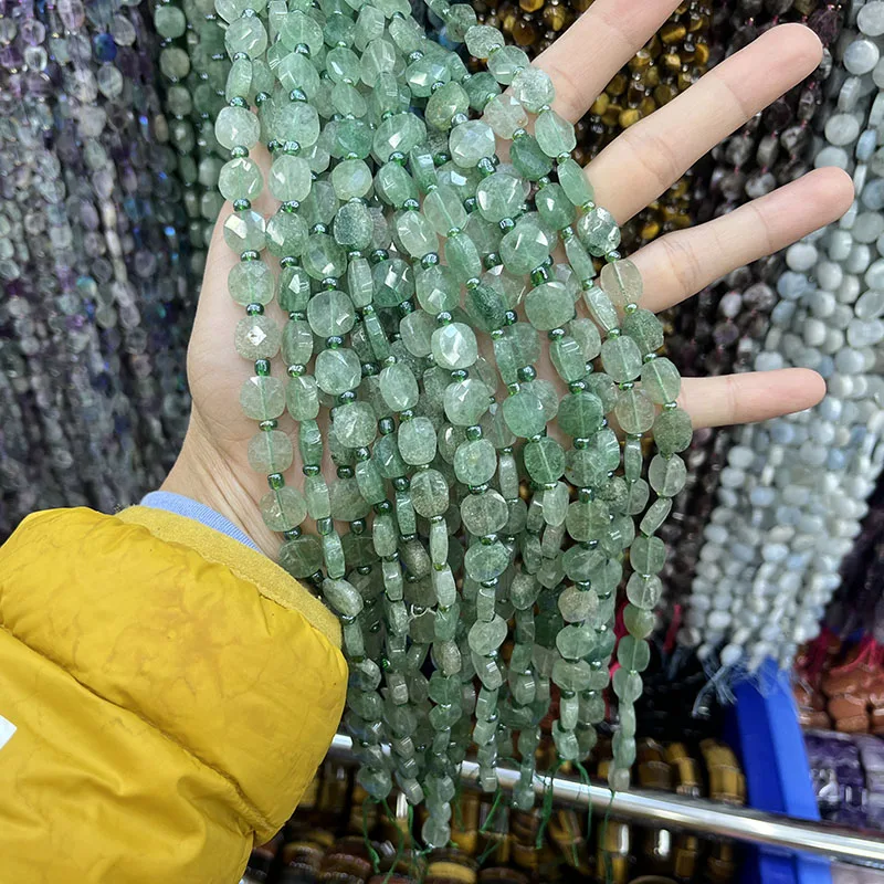 

8x10mm Natural Green Strawberry Quartz Faceted Oblate Hexagram Loose Beads Loose for Jewelry Making Diy Bracelets Necklace