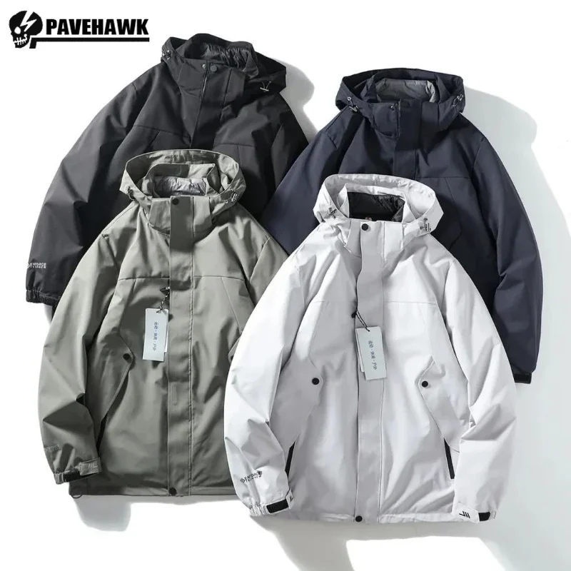 

Winter Waterproof Men Down Jackets Zip Big Pocket Hooded Warm Thick Parkas Inner Liner Detachable Outdoor Sport Windbreaker 2023