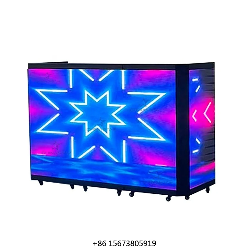 Portable Wheeled High Bright Led Screen Full Color P3.91 Foldable LED DJ Booth Display for Club Music Festival