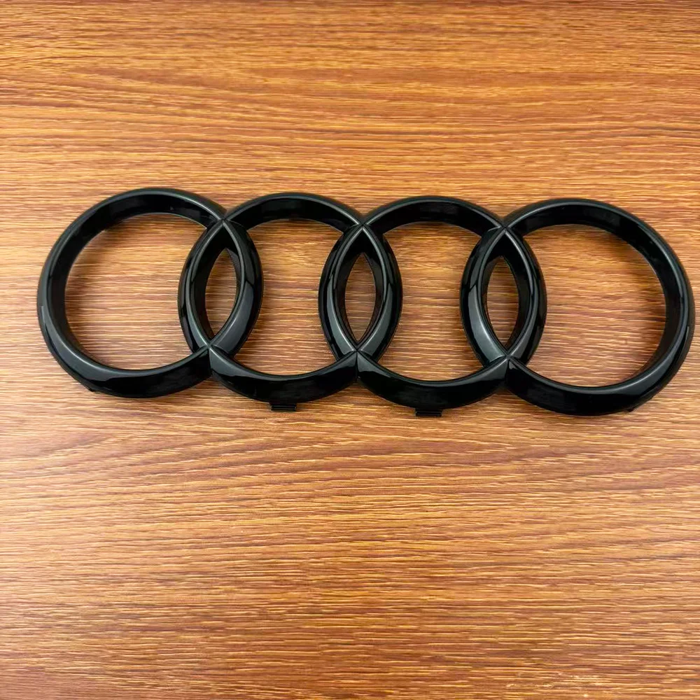 Für AUDI A6 2012-2017 ABS 4-Ring Logo Auto Motorhaube Frontgrill Heckklappe Emblem Glänzend Schwarzer Aufkleber Sline Quattro Zubehör