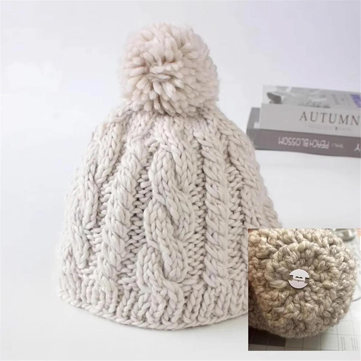 Botones de pompones extraíbles para sombreros, soporte de pompones de 20 piezas, herramientas de sujeción para hacer sombreros de punto, soportes de pompones calientes