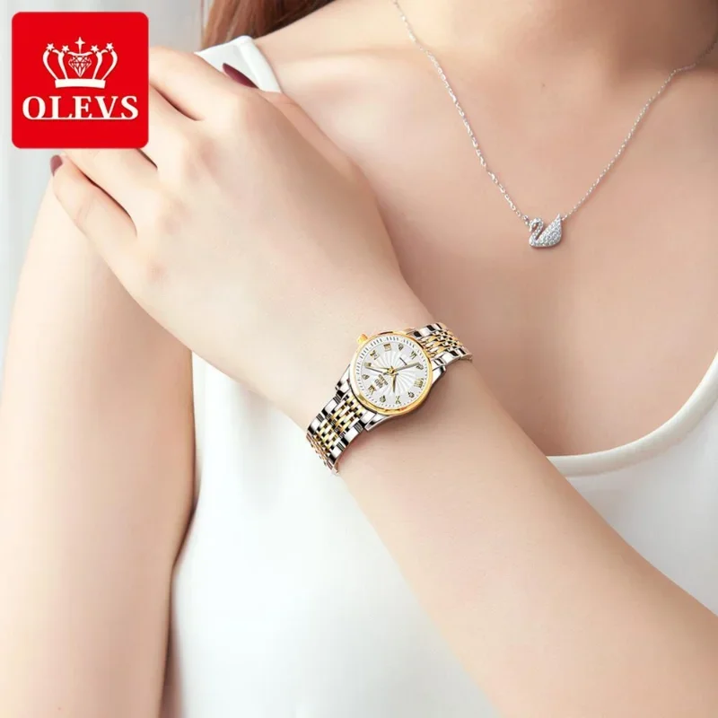 

OLEVS 6630 Luxury Brand Ladides Automatic Mechanical Wristwatch Waterproof Stainless Steel Simple Watch For Women Gift for Girl