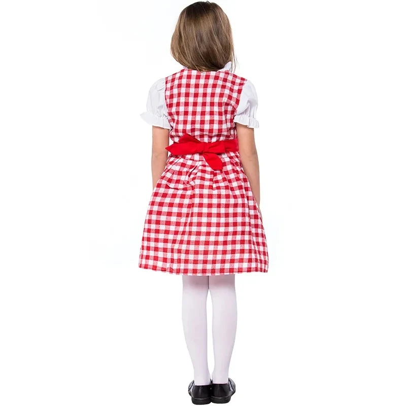 German Oktoberfest Children Costume Bavarian Beer Girl Cospaly Performance Uniform Children German Beer Maid Wench Costumes