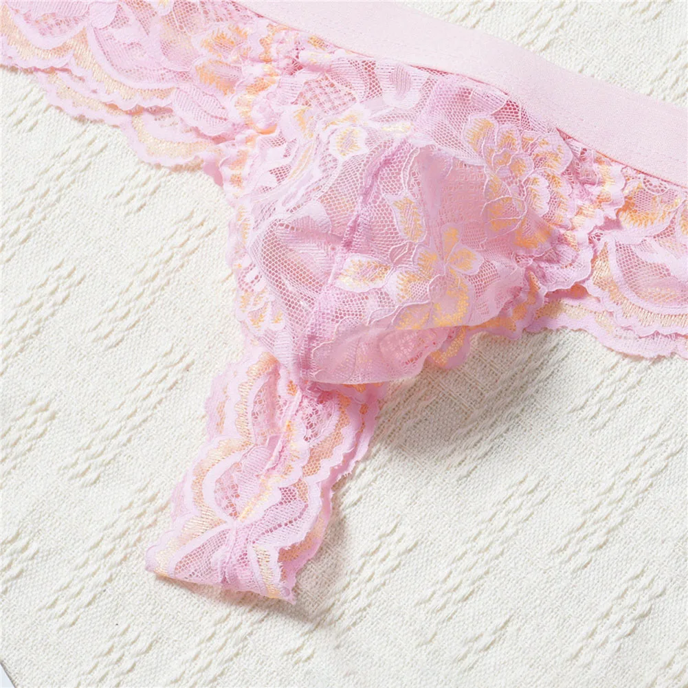 

Men Floral Lace Mesh Underwear For Man Bulge Pouch Lingerie Sexy Accessories Hot G-String See Through Panties Japanese Thongs
