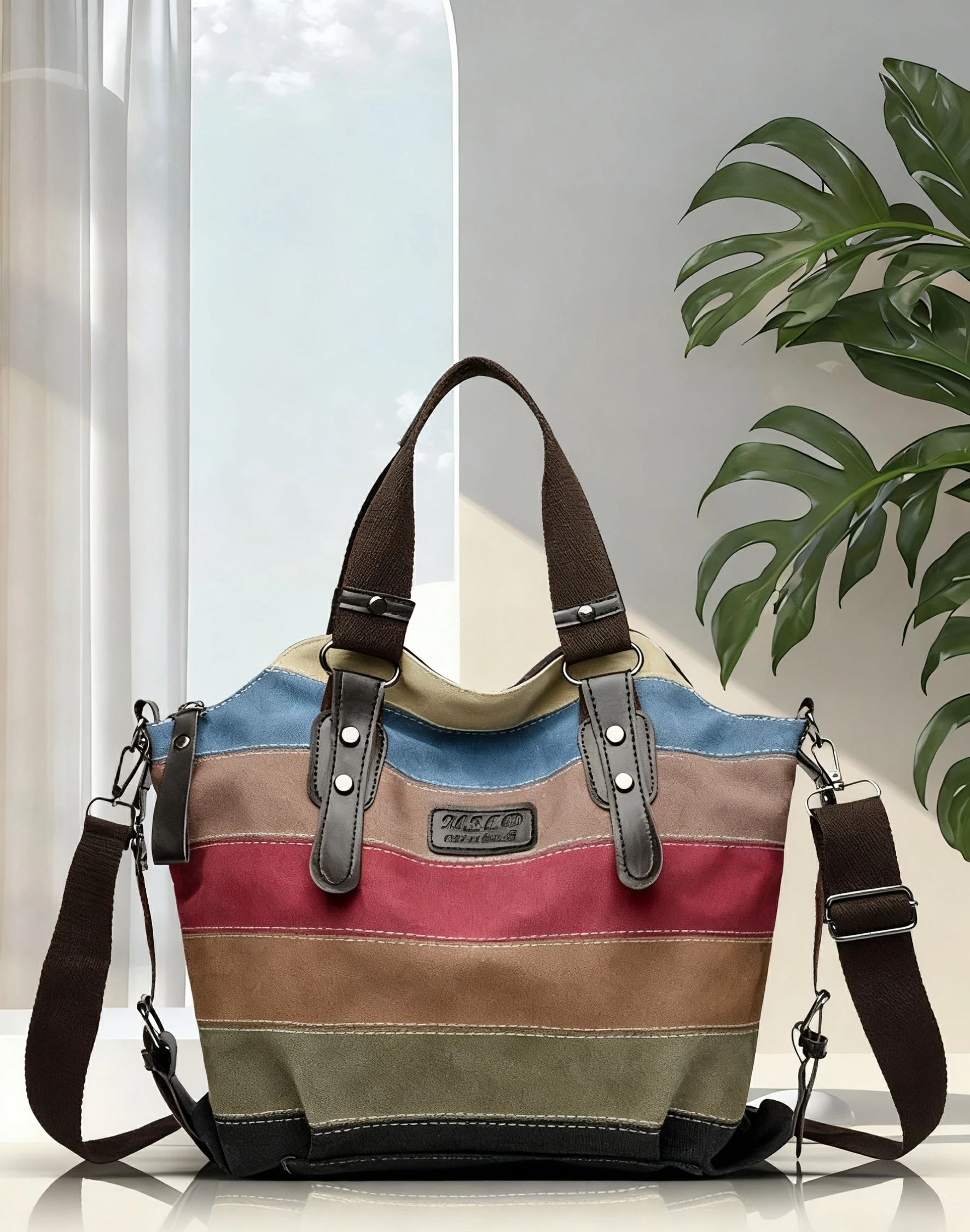 

Женская сумка через плечо, парусиновая повседневная ретро-модная художественная сумка для колледжа, большая вместительная прочная женская сумка контрастного цвета