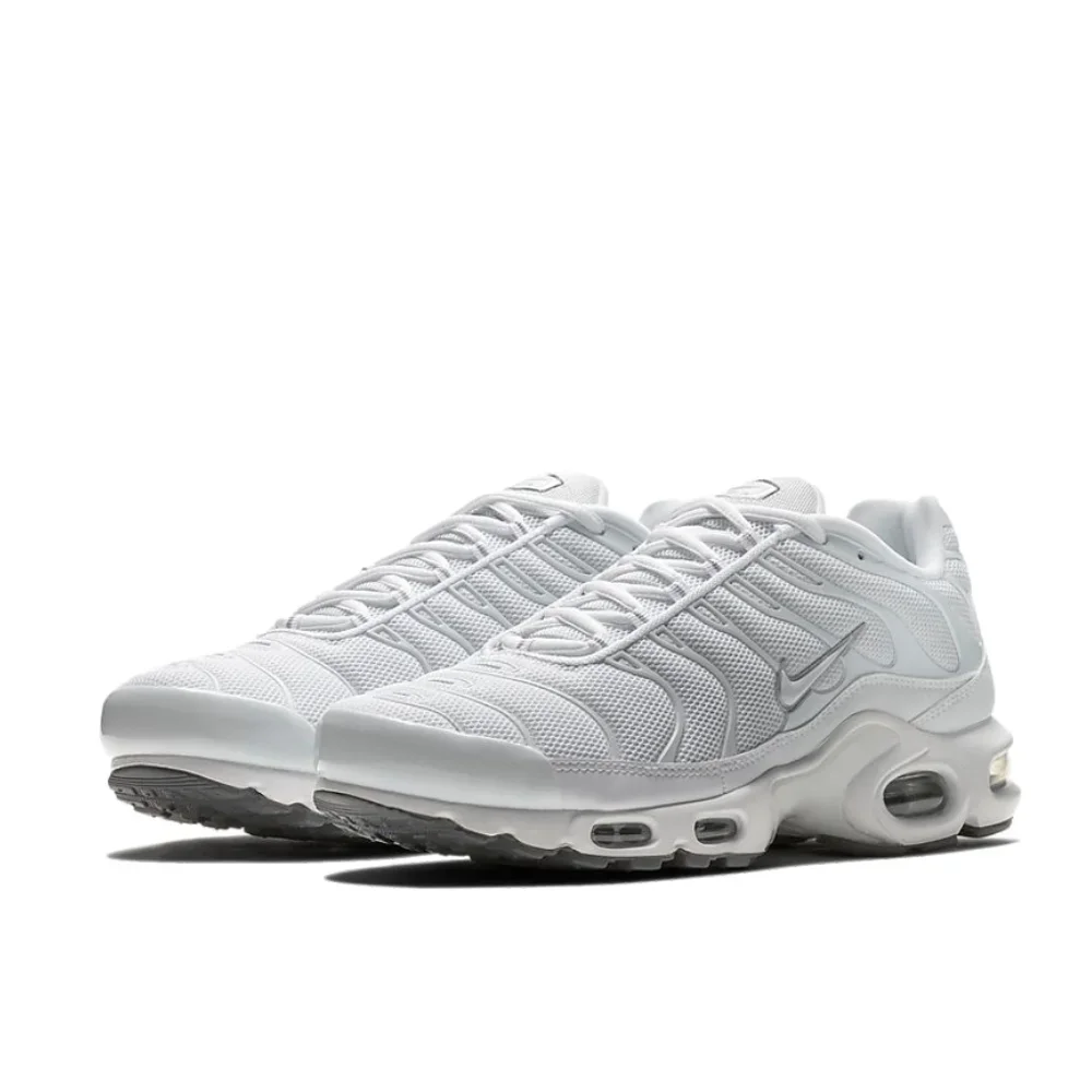 Nike New Air Max Plus Low Men\'s and Women\'s Sneakers Trendy Fashion clunky shoes Comfortable and wearable Sneakers solid white