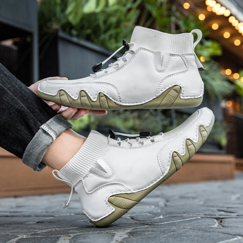 

Men Ankle Boots New 2024 Autumn High Top Casual Sneakers Fashion Comfort Shoes Male Winter Warm Leather Boots Couple Shoes