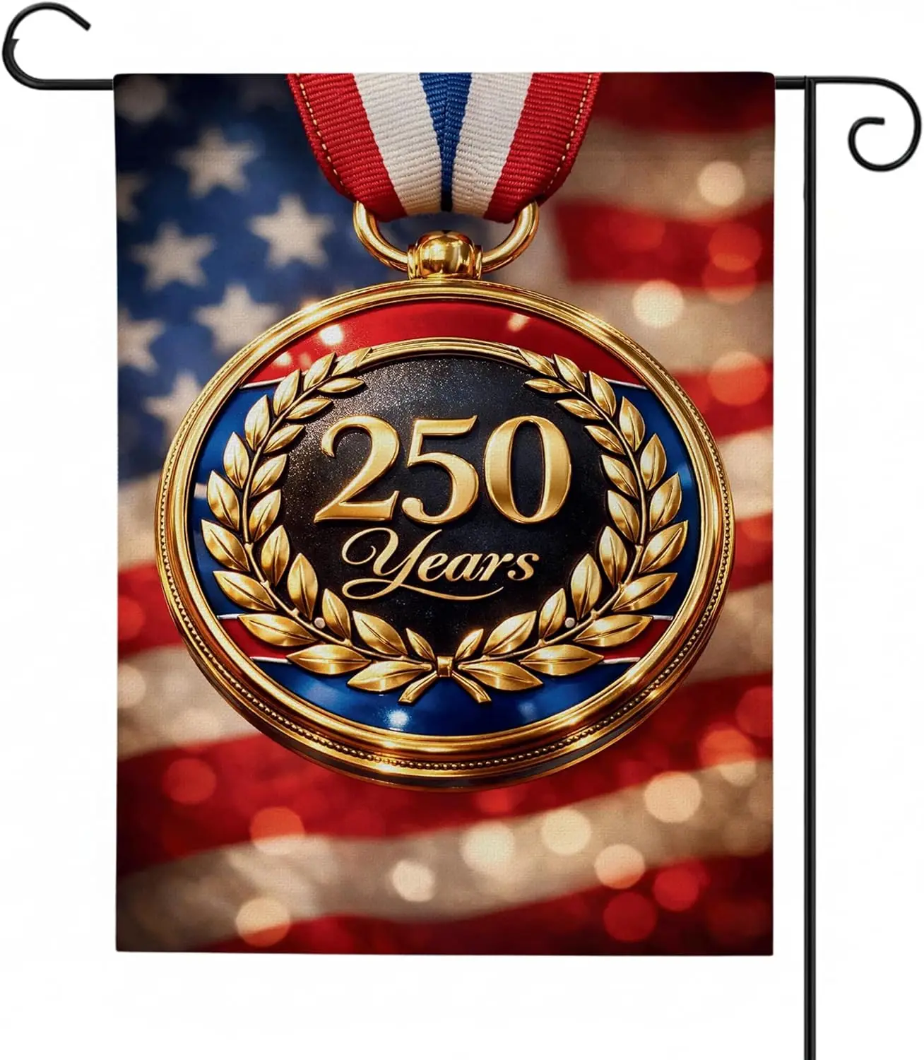 250th Anniversary of USA Independence Garden Flag with Pole Stand by DreamController | Decorative Garden Flag Holder Set for AAS