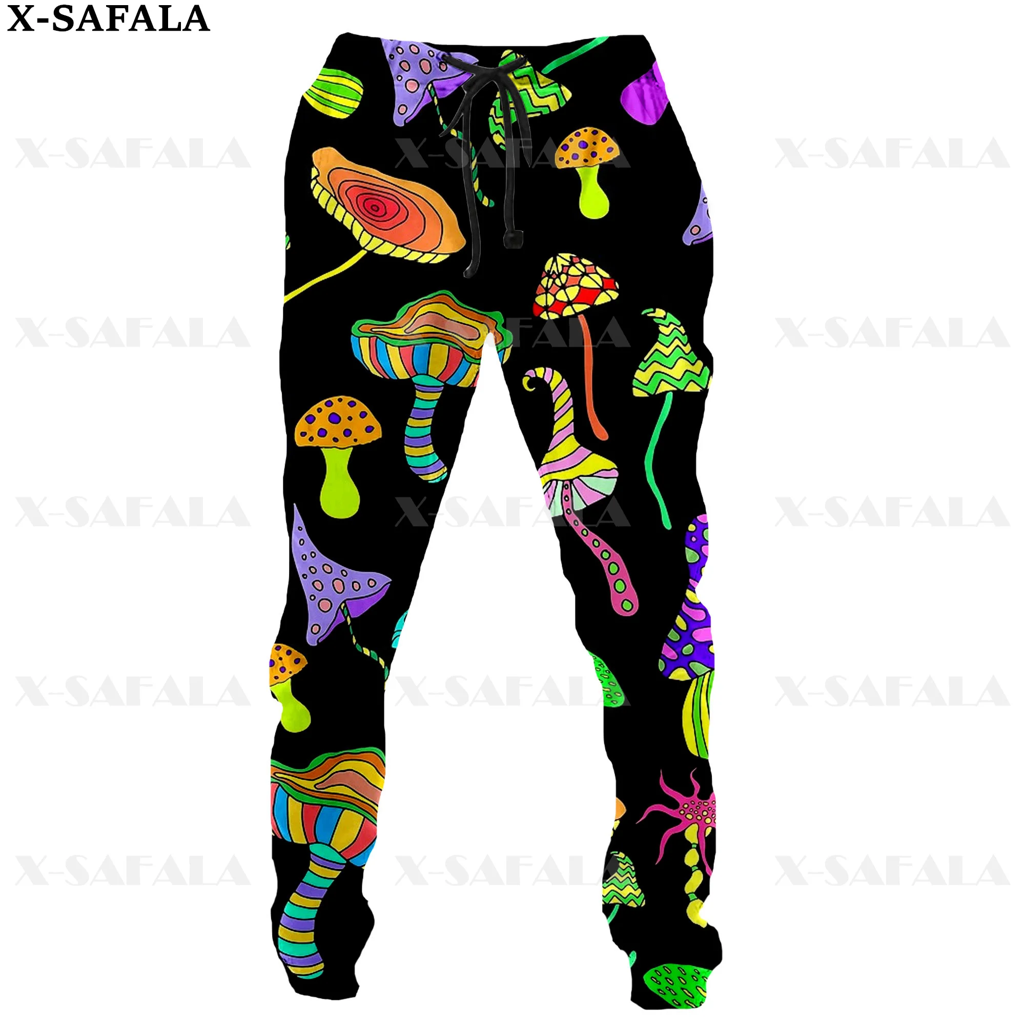 Mushroom Hippie Psychedelic Colorful Trippy Print Trousers Men Sweatpants Casual Long Joggers Streetwear Autumn Sports Pants-7