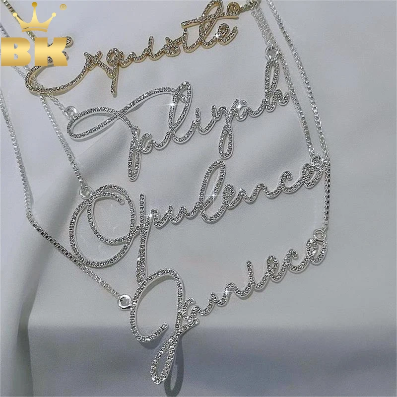 

THE BLING KING индивидуальный фирменный кристалл из нержавеющей стали имя колье персонализированные буквы кулон ожерелье для женщин ювелирные изделия
