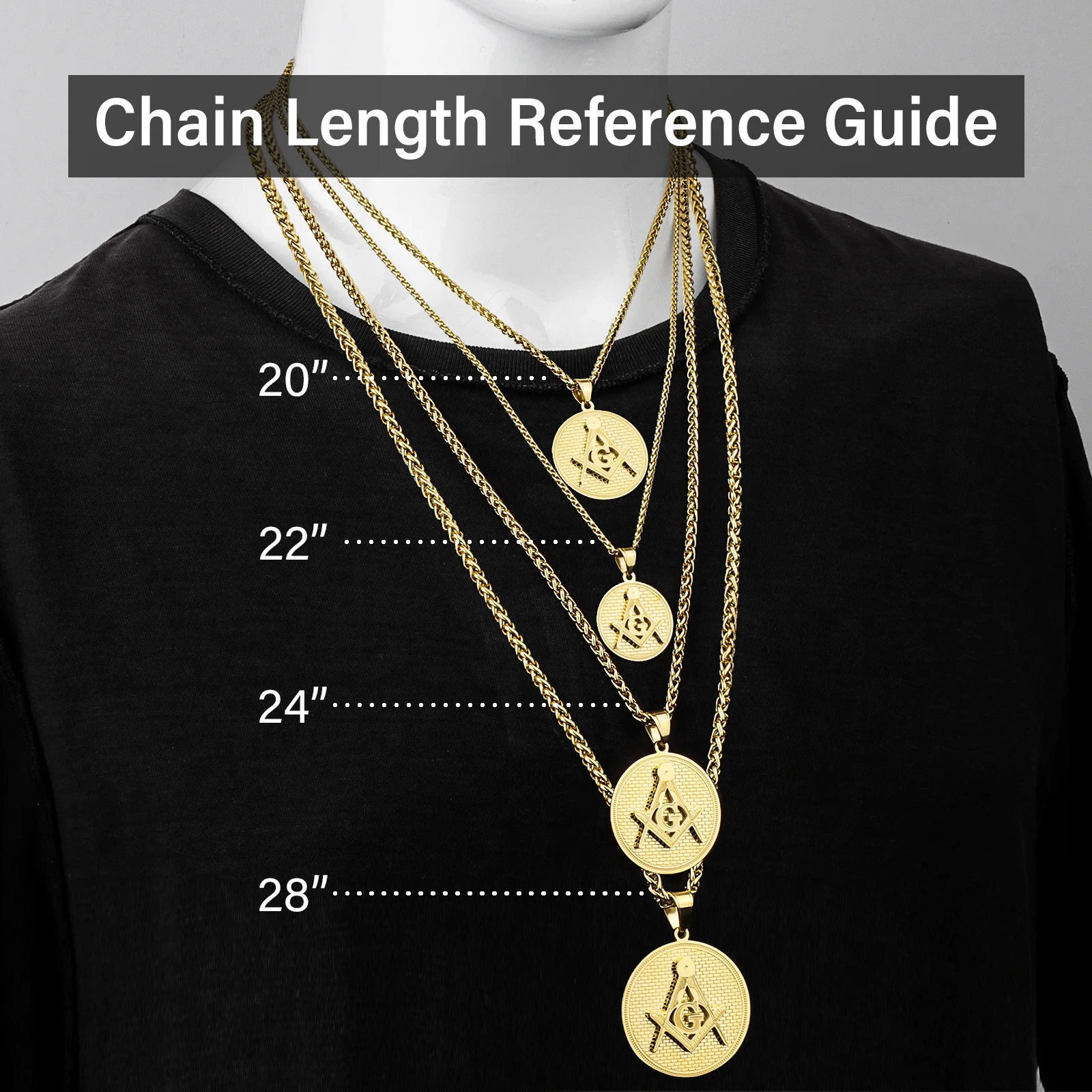 Stainless Steel Masonic Necklace Engraveable Name Pendant Personalized Pendant for men women party jewelry accessories view 2