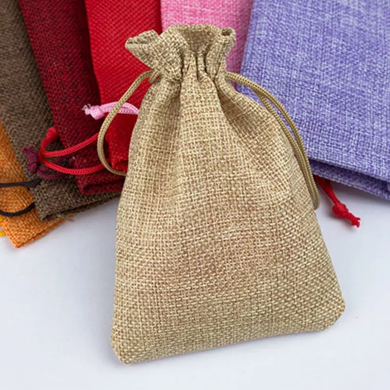 

Beadtale 5pcs/lot 10x14cm Jewelry Packing Burlap Organizer Bag Drawstring Bags Pouches Linen Flax Fabric Packaging