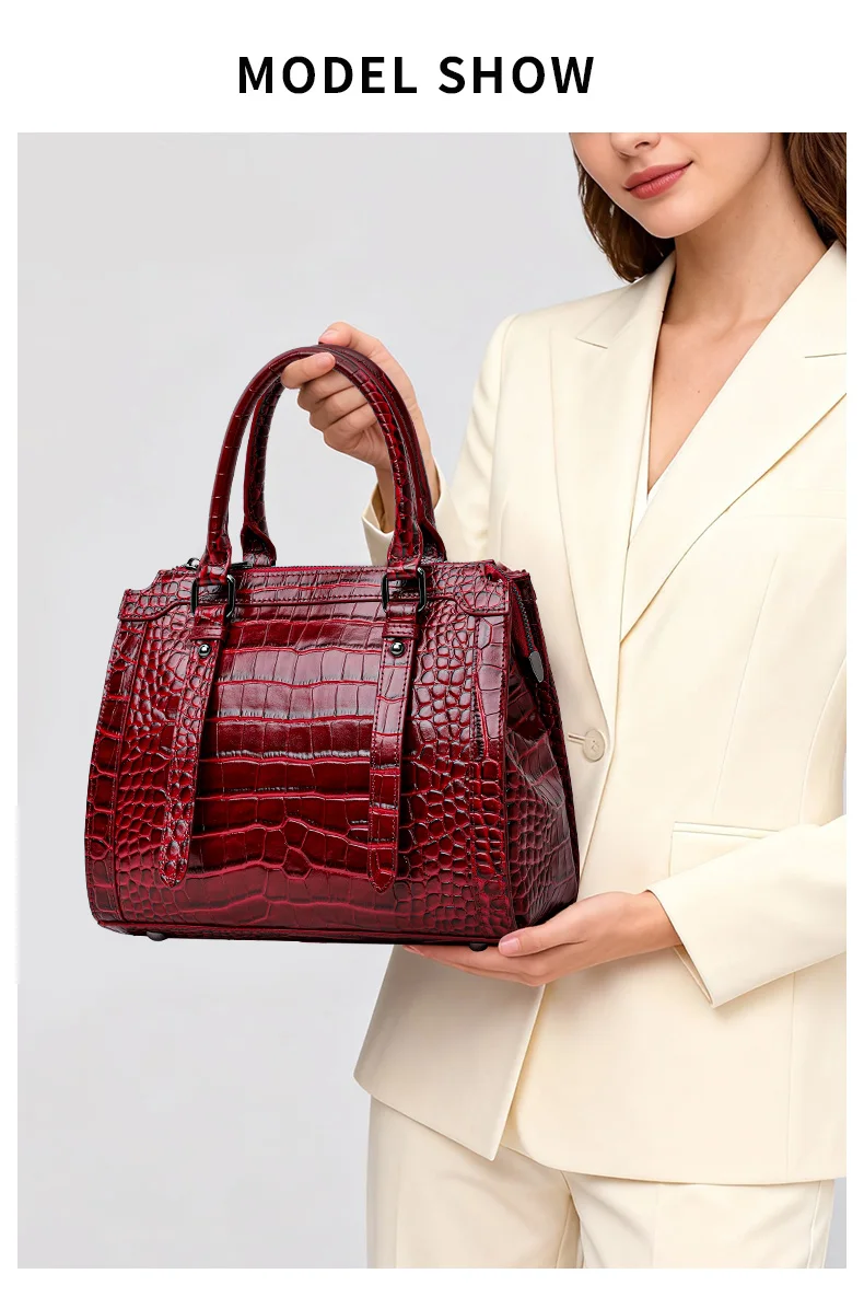 2026 Neu eingetroffene Echtledertasche, hochwertige, elegante Handtasche, geräumige Pendler-Schulter- und Umhängetasche – Detail 1
