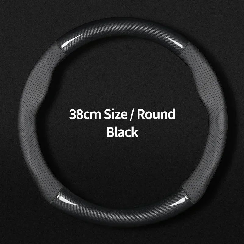 

For GMC Steering Wheel Cover Genuine Leather Carbon Fit Acadia Canyon Envoy Denali Granite Hummer Jimmy Terrain Sierra Yukon