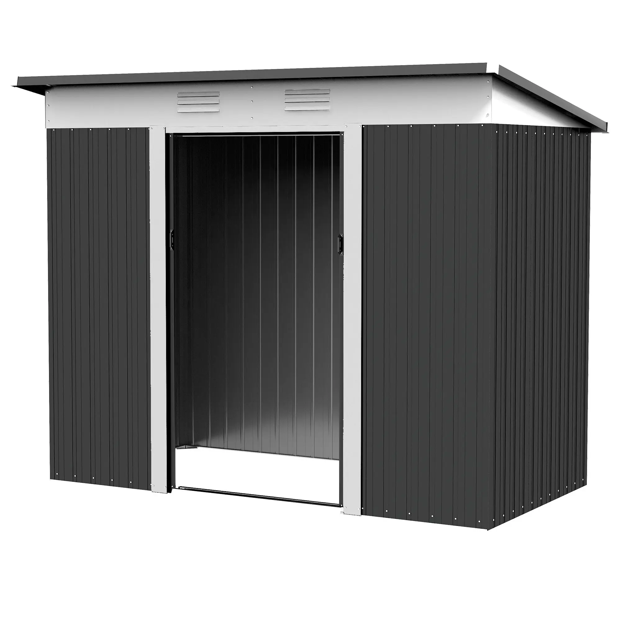 

For Outsunny Durable Metal Garden Shed: 8x4ft Gray with Lockable Doors & Vented Steel Frame