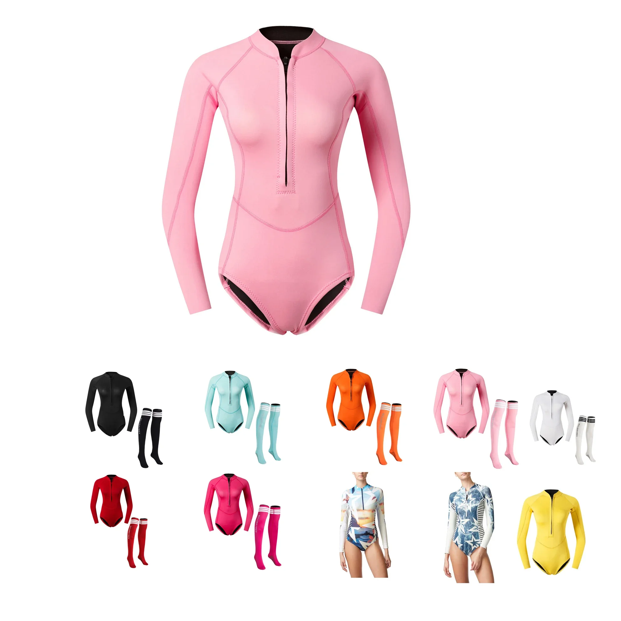 Wholesale Fast Shipment Ladies Hot Sexy Front Zipper 1-PC 2mm Neoprene Swimsuit Style Wetsuit Beachwear