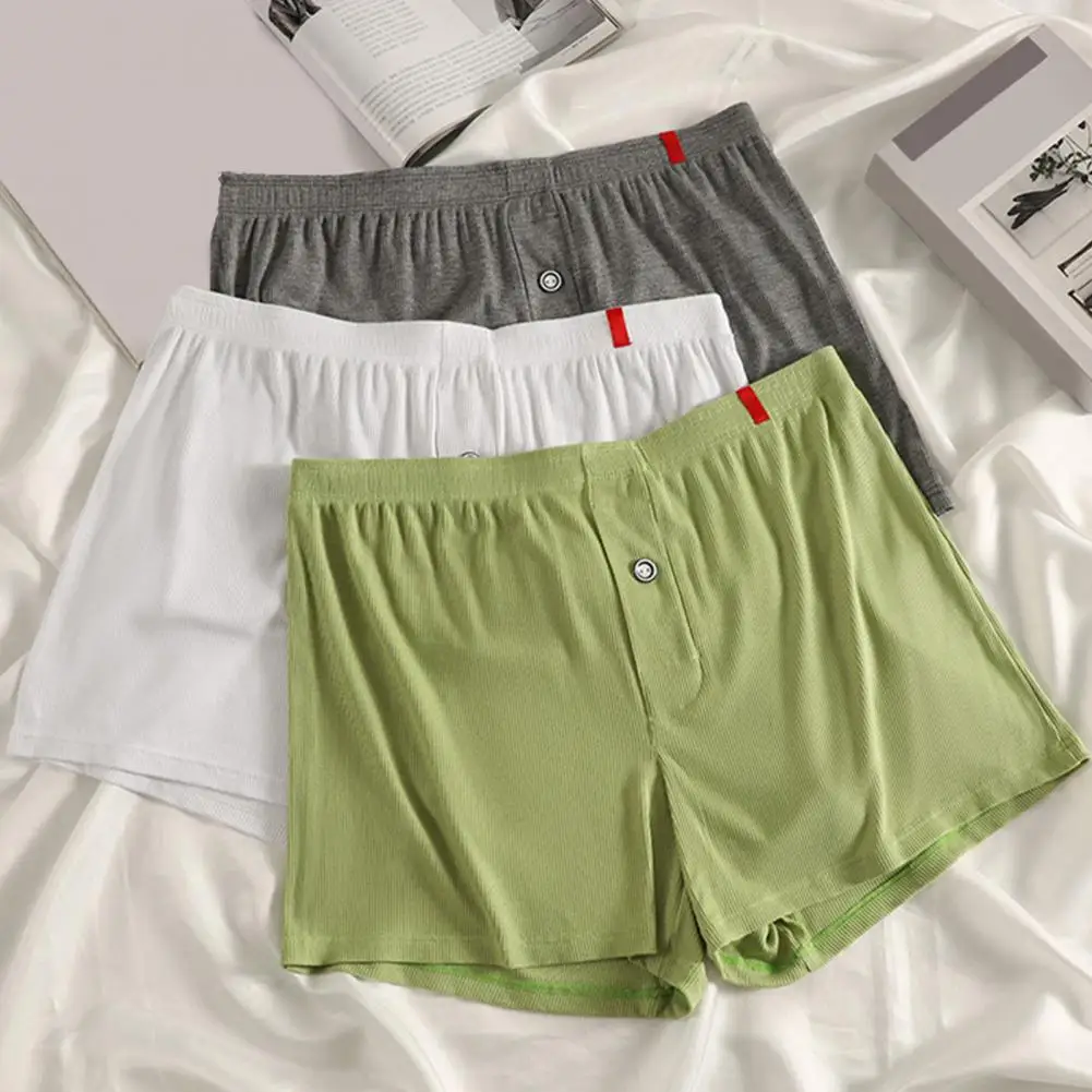Breathable Men Briefs Men Underwear Men's Breathable Boxer Briefs Soft Fabric Underwear Elastic Waistband Front Button Closure