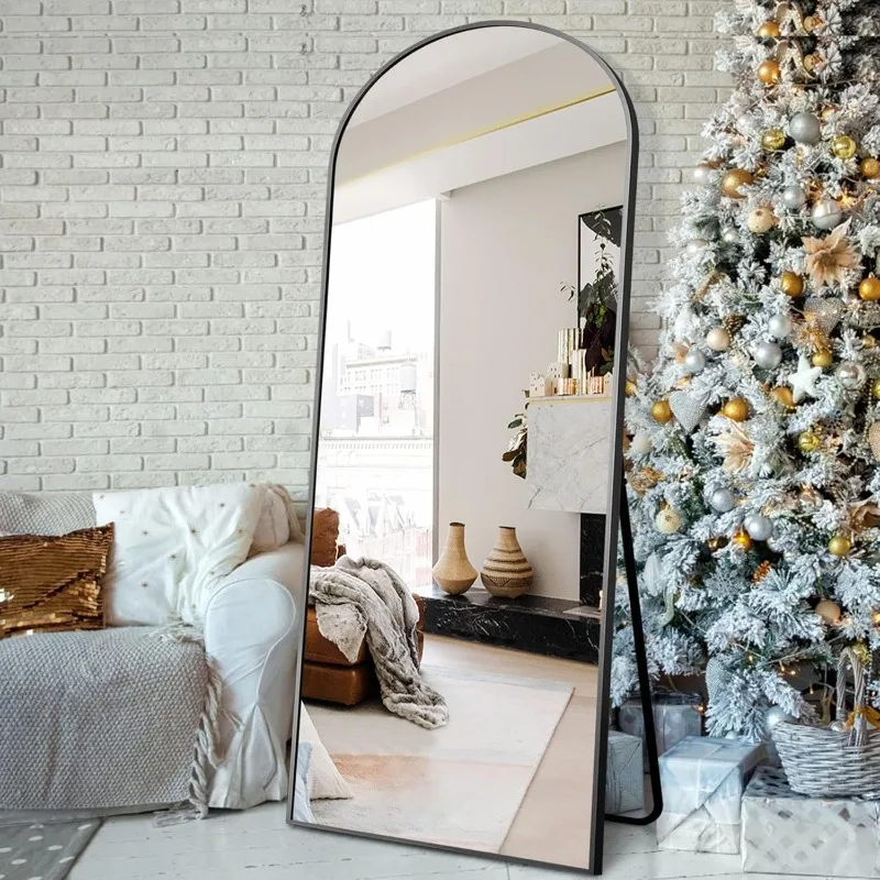 Arched Full Length Mirror, 71”x27”, Large Full Body Mirror with Aluminium Metal Frame, Shatter Protection, Wall-Mounted Mirrors