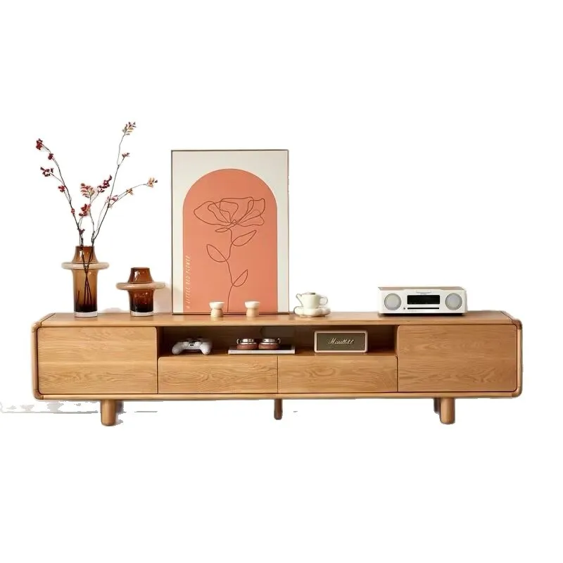 North American all solid wood white oak TV cabinet cherry wood living room home floor cabinet black walnut storage locker