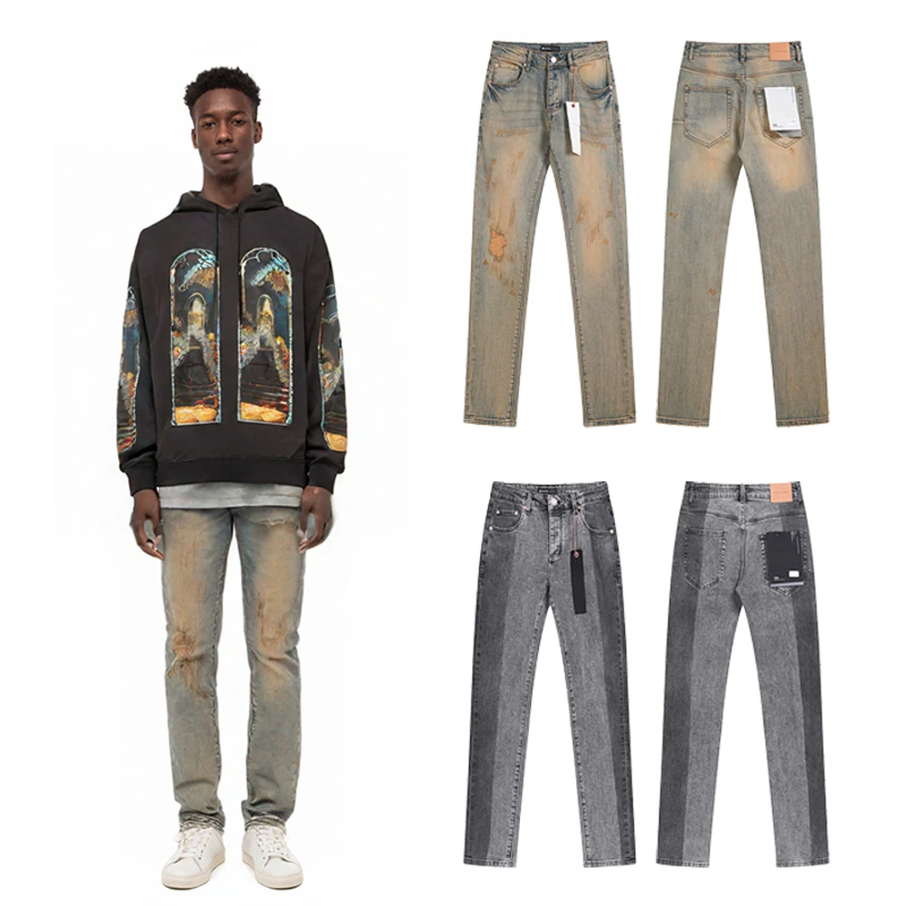 

2025 Men's Denim Jeans Retro Streetwear Ripped Y2k Jeans Hip-hop Distressed Vintage Slim Fit Trousers Casual Pant Men's Clothing