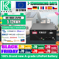 PWOD 48v 100ah LiFePO4 Battery Pack With BT Built-in 16S 100A BMS 5.12KW Grade A 6000 Cycle For Home Energy Storage EU Stock