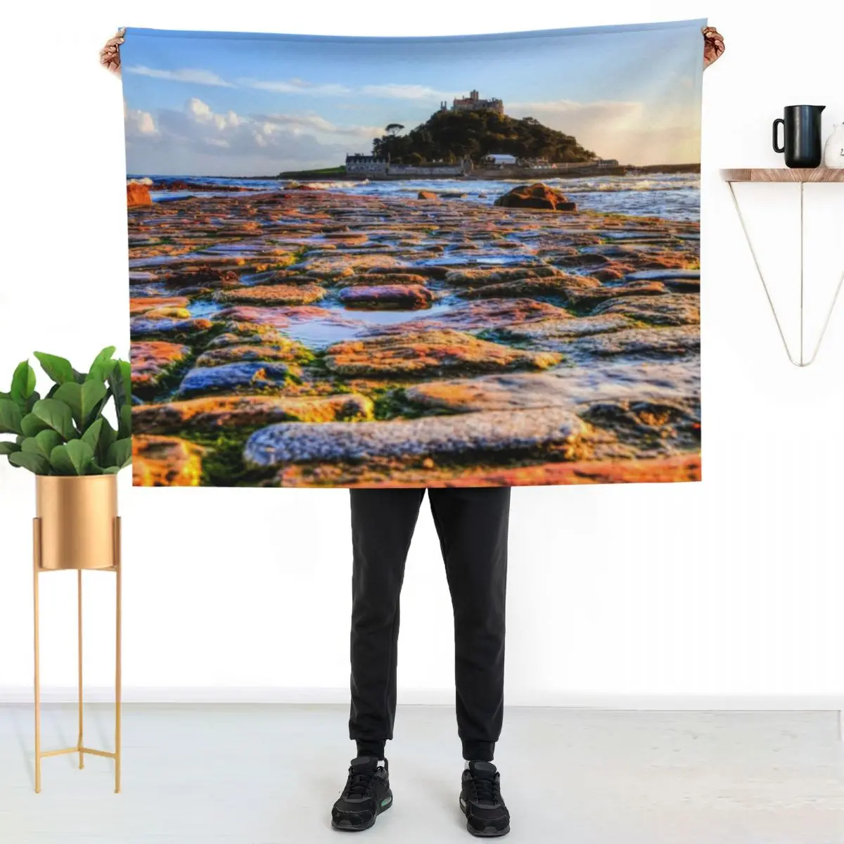 St Michael's Mount And Causeway, Marazion, Cornwall Throw Blanket bed plaid Beach Designers Blankets For Baby Travel Blankets