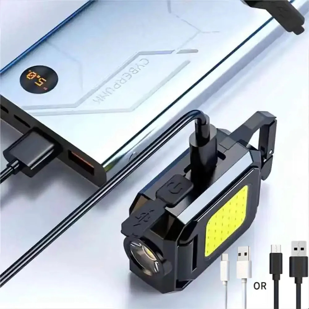 USB recarregável LED Keychain lanterna, alta potência, luz de trabalho, impermeável, camping, pesca, lanterna, tocha, holofotes, lâmpadas ao ar livre