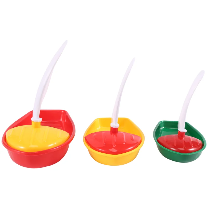 A63T-3Pcs Bath Boat Plastic Sailboats Bathtub Sailing Boat For Kids (Multicolor Small+Middle+Large Size)