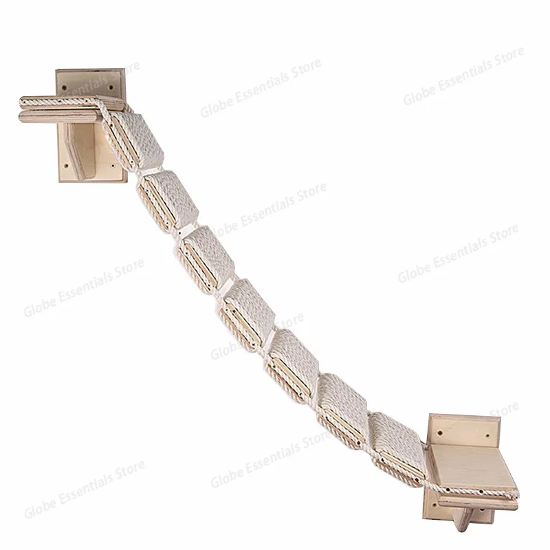 

Wooden Wall Mounted Cat Climbing Fame Home Roped Bridge Pet Furniture Cat Climbing Shelf Wall Mounted Cat Ladder Design