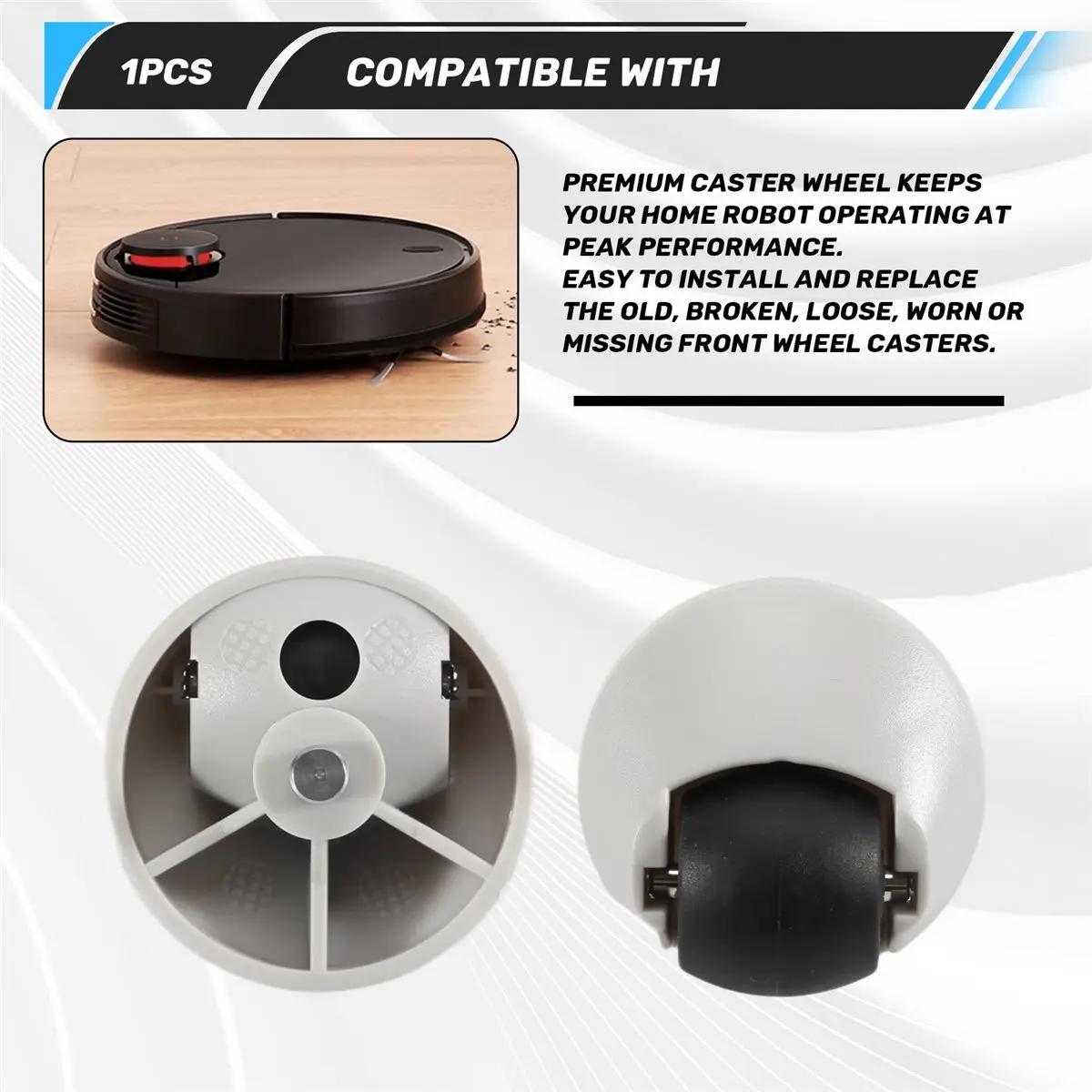 L! DT651^Replacment Caster Assembly Front Castor Wheel For Or Mi Robot Vacuum Cleaner Sweeper