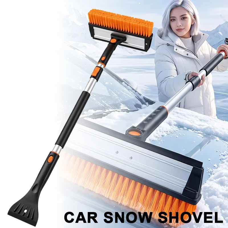 3in1 Retractable Car Snow Shovel Ice Scraper Detachable Snow Brush Foam Grip Winter Windshield Defrost for Auto Exterior Gadgets