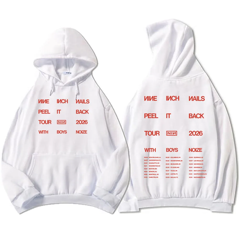 

Nine Inch Nails Peel It Back 2026 Tour Hoodies NIN Rock Band Graphic Print Sweatshirts Long Sleeve Winter Hooded Pullovers Mens