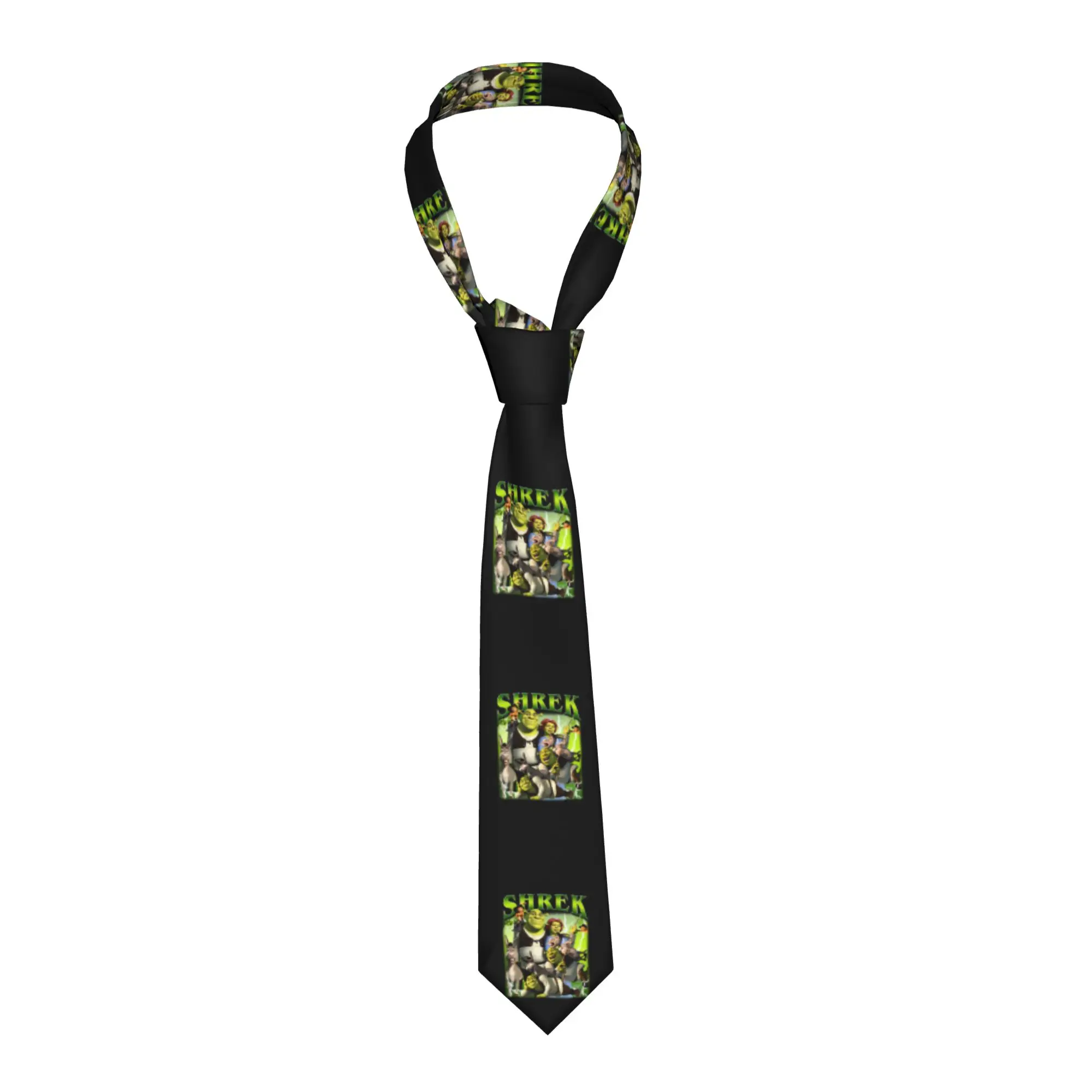 

Модные забавные галстуки с мультяшным Шреком для офиса, мужские галстуки с аниме-принтом на заказ