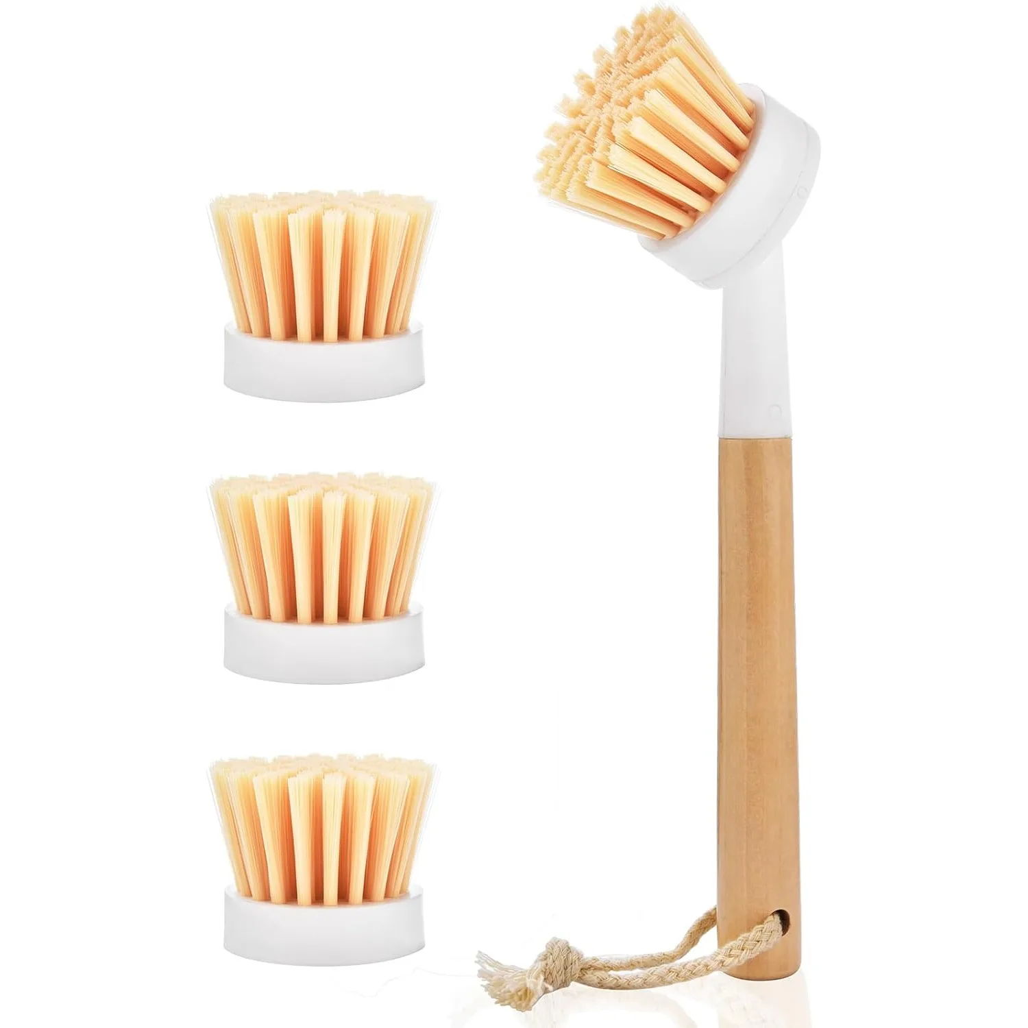 

Щетка для мытья посуды с ручкой и 3 сменными насадками, щетка для чистки кастрюль и сковородок для кухни, раковины, плиты, чугуна