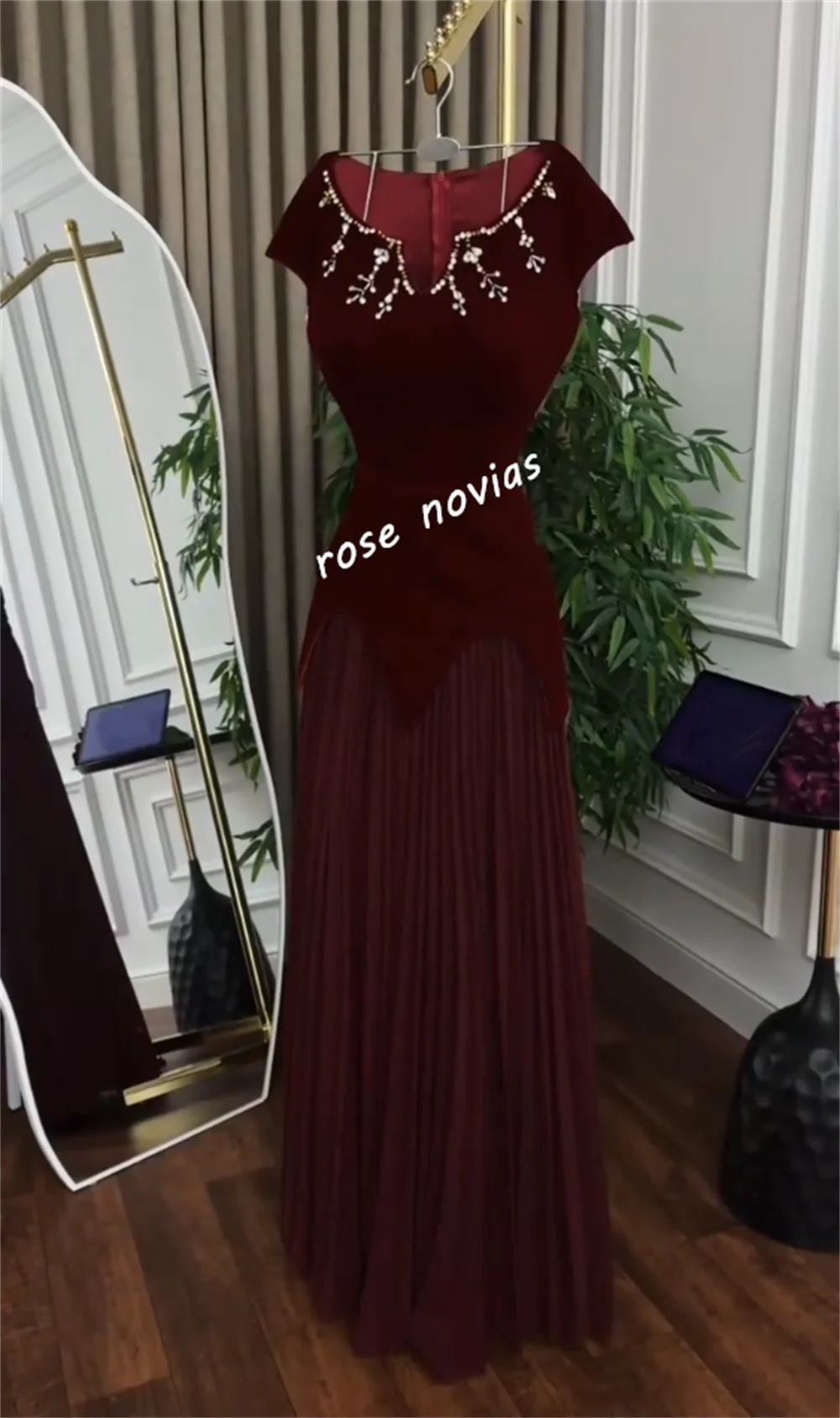 Customized Formal Evening Dress Pleat Rhinestone O-Neck A-line Long Dresses Bespoke Occasion Classic Elegant Party Retro