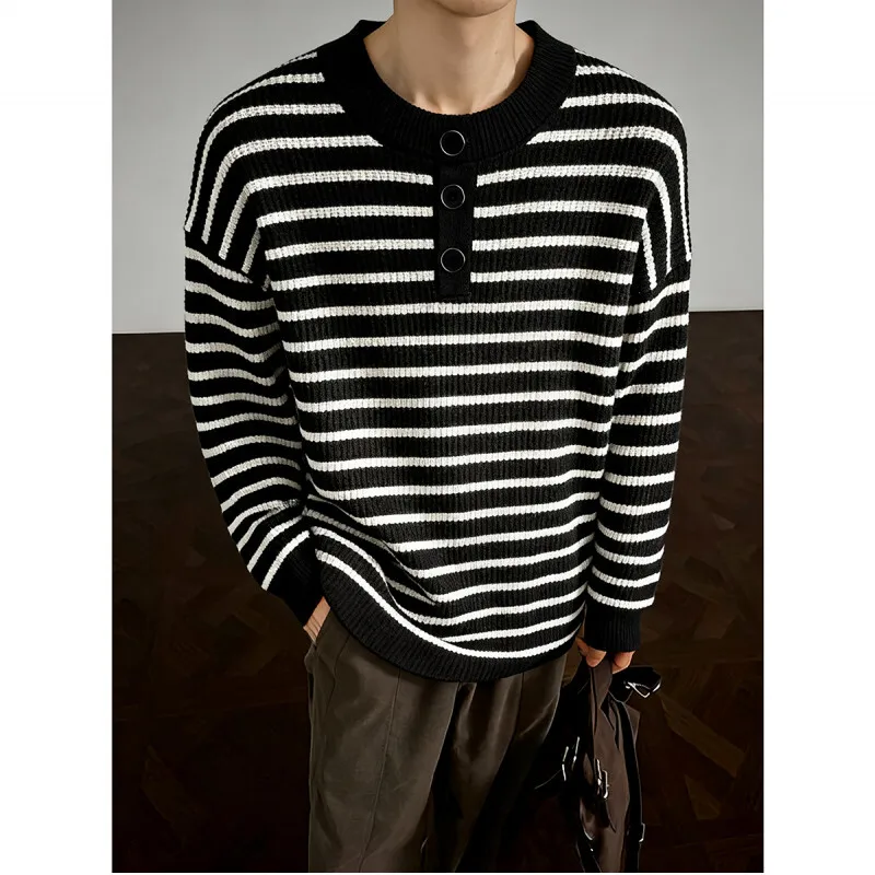 Winter Striped Sweater Men Warm Fashion Casual Knitted Pullover Men Korean Loose Long Sleeved Sweater Mens Jumper Clothes M-3XL