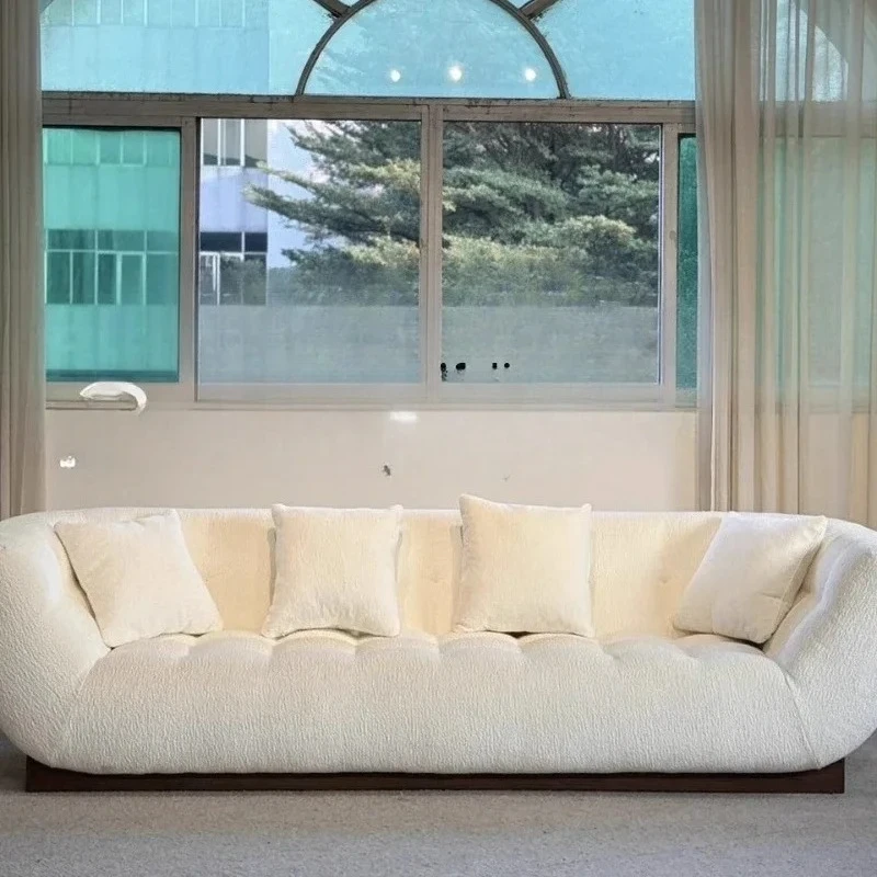 

A57 Cream wind creative mangosteen log ivory boat Chinese sofa modern minimalist designer flannel fabric sofa