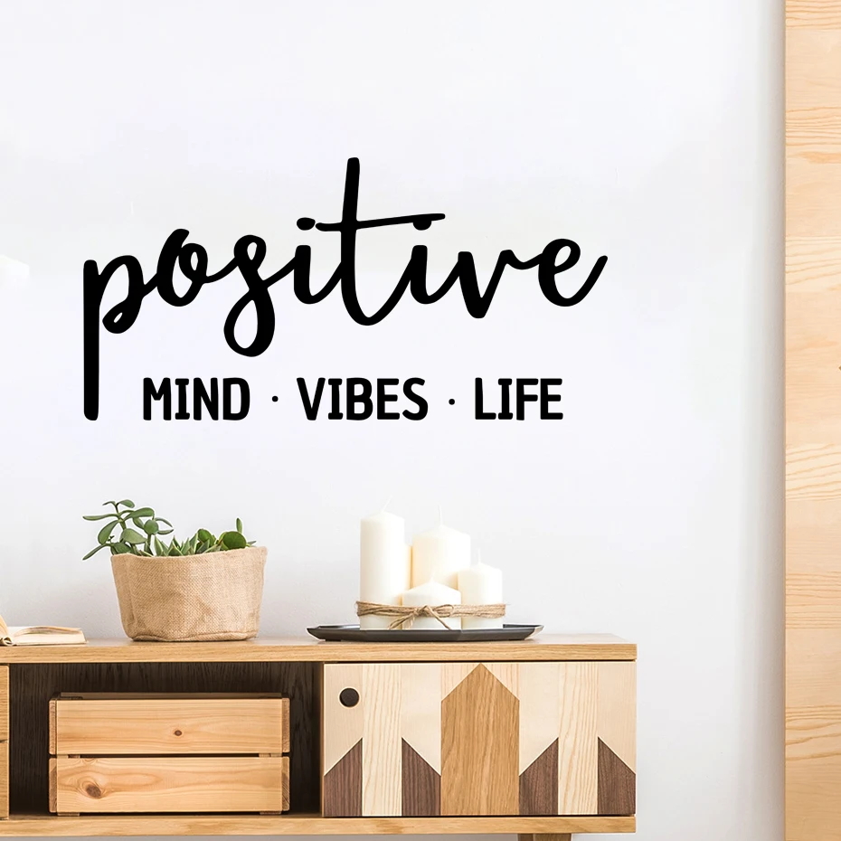 Positive Mind Vibes Life Wall Art Sticker Modern Wall Decals Quotes Vinyls Stickers Wall Stickers Home Decor Living Room