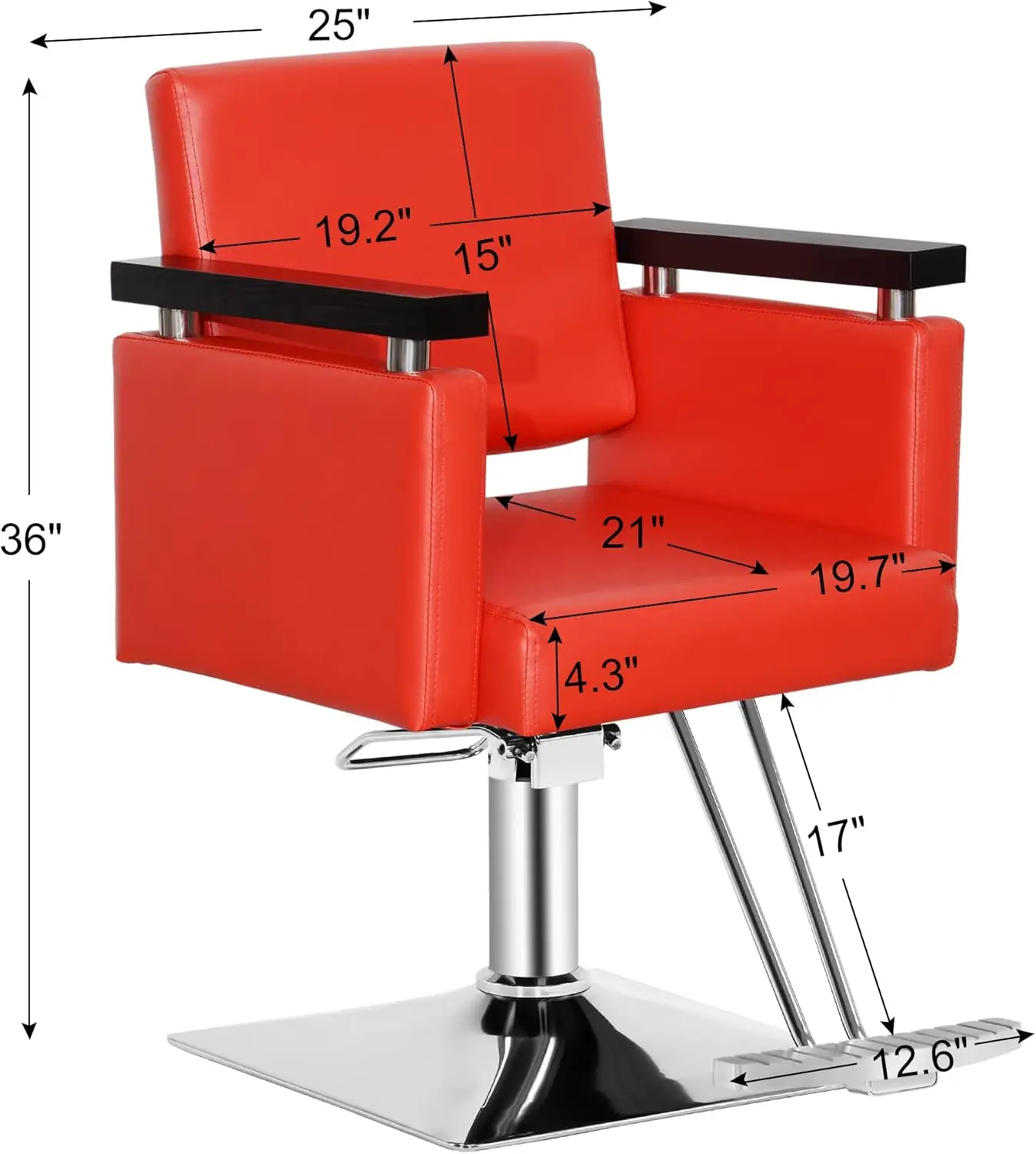 BarberPub Classic Hydraulic Barber Chair Salon Chair Beauty Spa Styling Salon Equipment 8803 (Red)