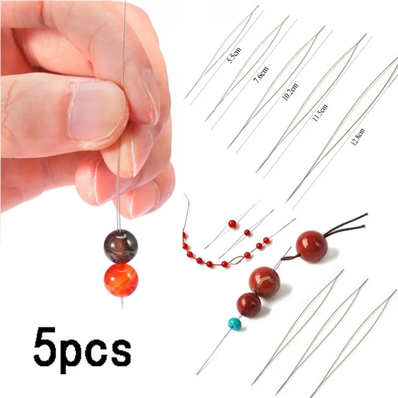 5Pcs Stainless Steel Beading Needles Pins Open Needle for Beads Pearls  DIY Jewelry Making Tools Handmade Beaded Threading Pins