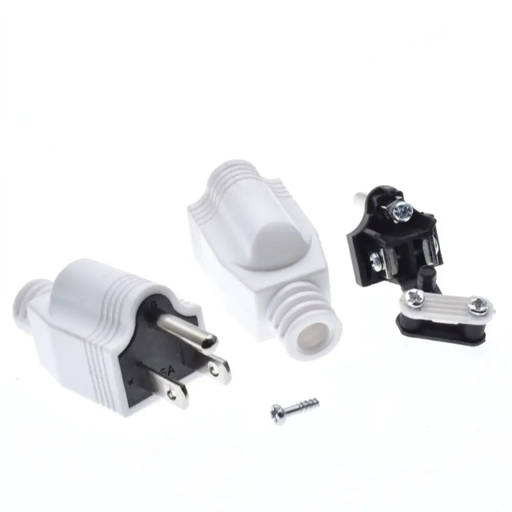 For VOSORON US Plug 5 15P Detachable Power Cable Repair Connector Electrical Replacement Head 15A 125V Hardware Tool