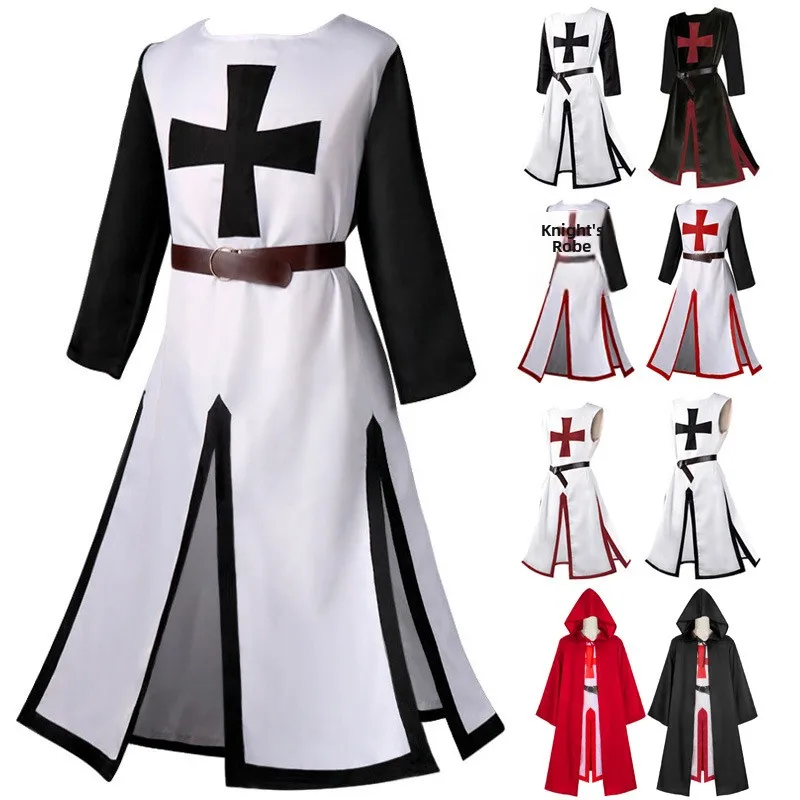 Halloween Costume Medieval Waist-Cinched Jacket Split Spliced Men's Top Stage Performance Clothes Polyester Fabric