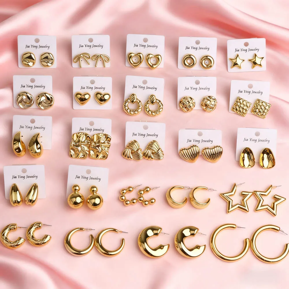 10Pairs/Lot Fashion New Design Elegant Charm Exquisite Women's Geometry Heart Earrings Mix Style Jewelry Accessories Party Gifts